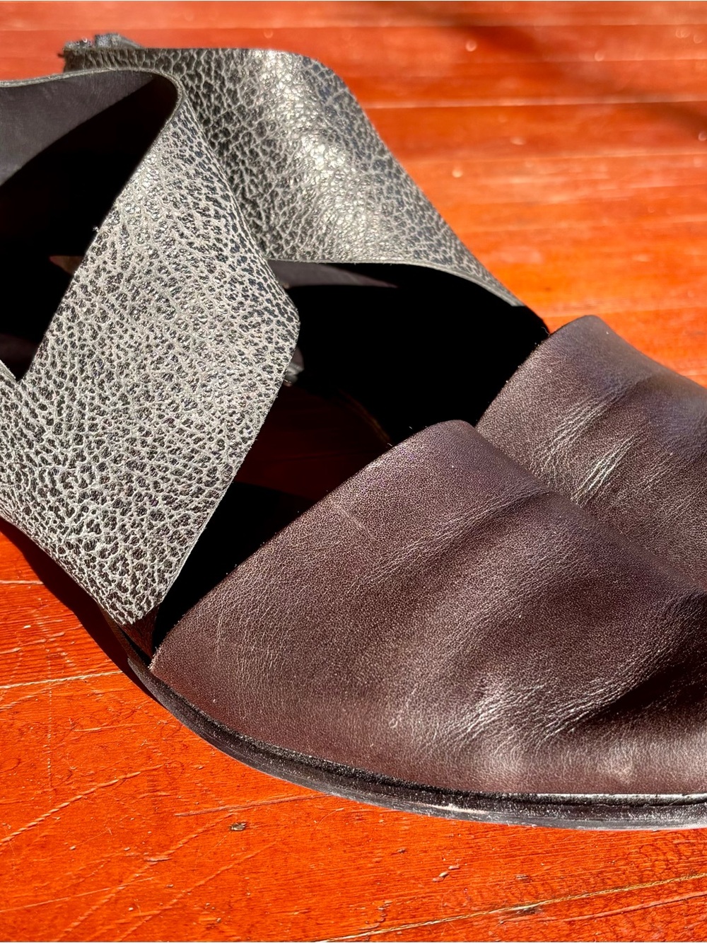 CYDWOQ Handmade Leather Architectural Sandals – Size 40 / US 10 – Black